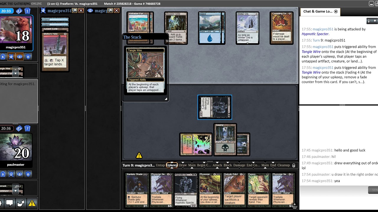Premodern Test - Mono Black Aggro vs Blue MUD