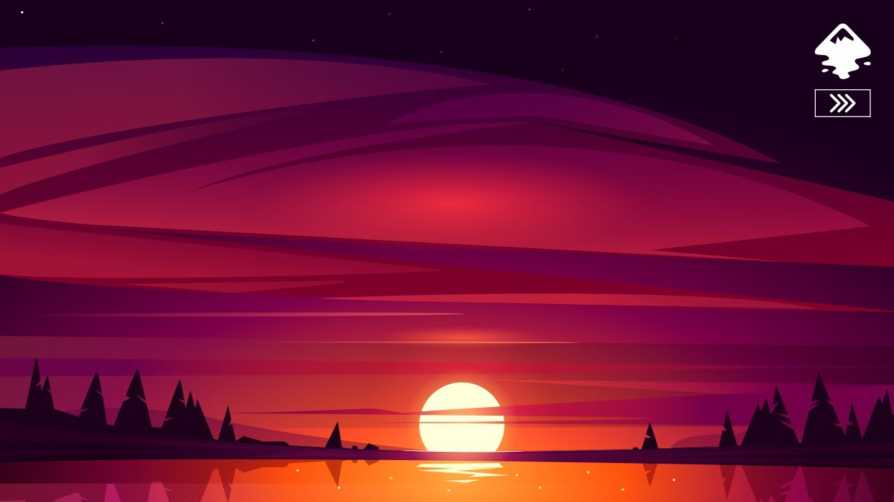LAKE AT SUNSET | Inkscape Speed Art Tutorial