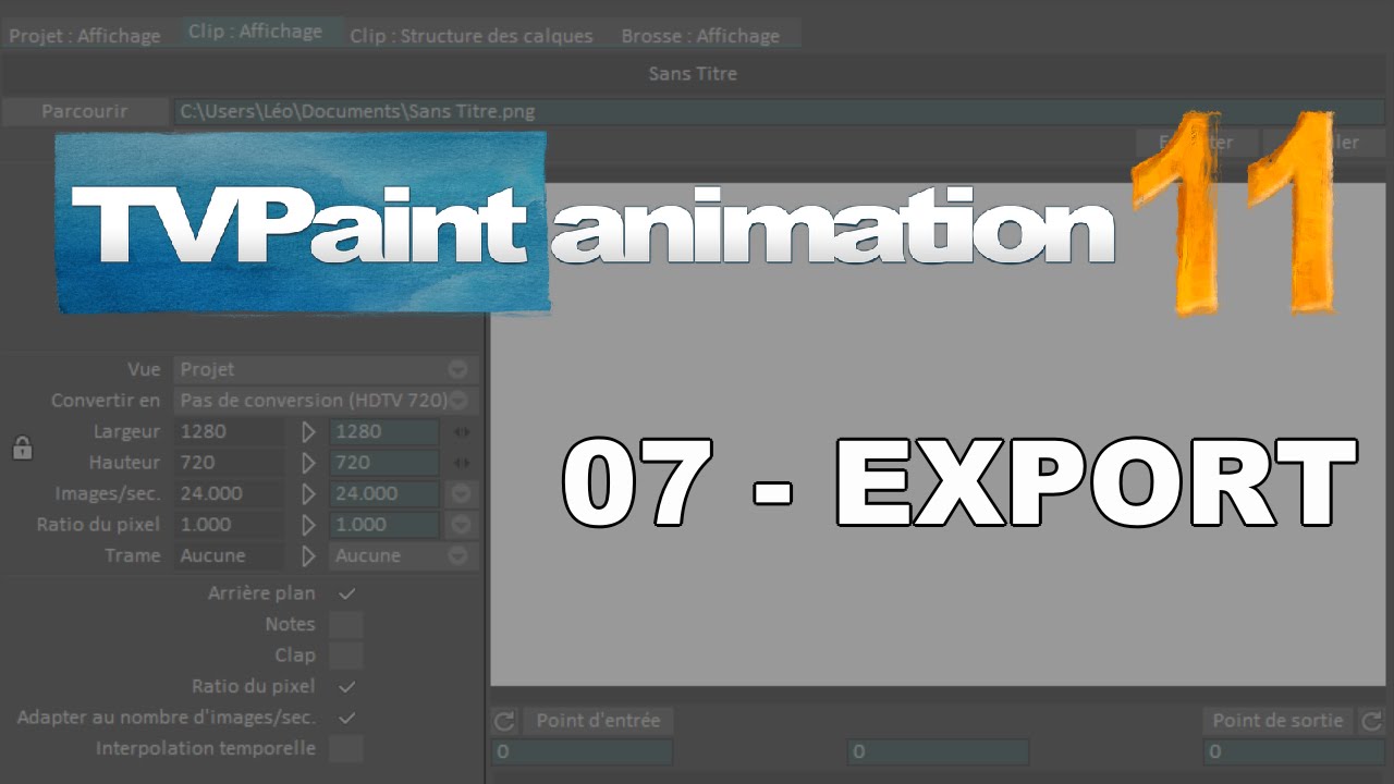 Tutoriel TVPaint Animation 11 : 07 - Exporter un projet