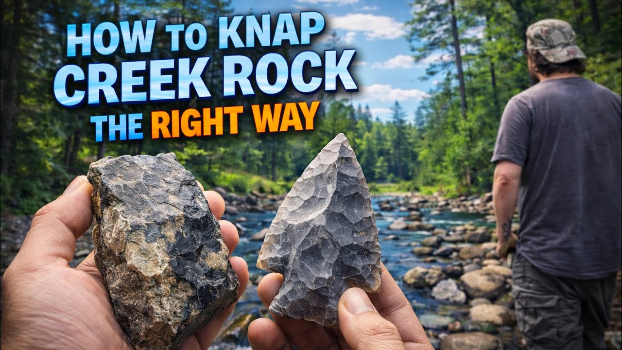 How to Flint Knap CREEK ROCK the right way. 