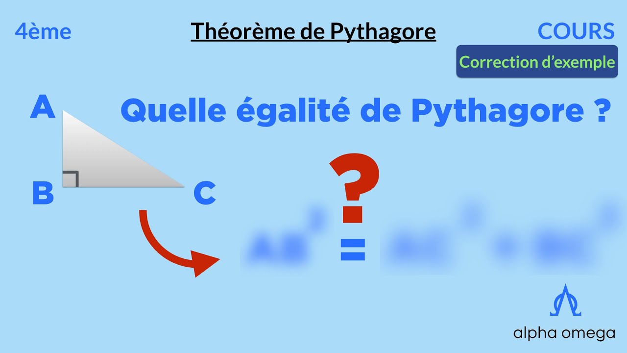 [4ème] Égalité de Pythagore (Correction de l'exemple 2 du cours)