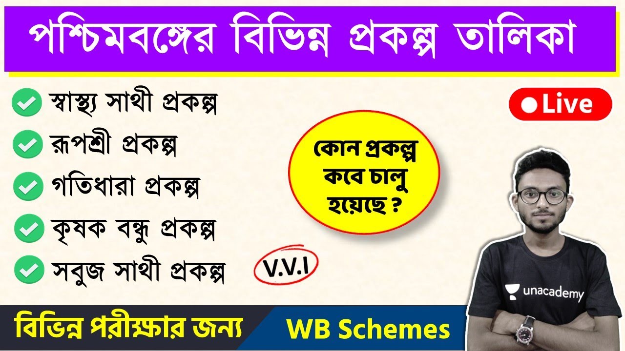 West Bengal Schemes List | পশ্চিমবঙ্গের বিভিন্ন প্রকল্প তালিকা | WBP Exams 2021 | WBCS | WBPSC
