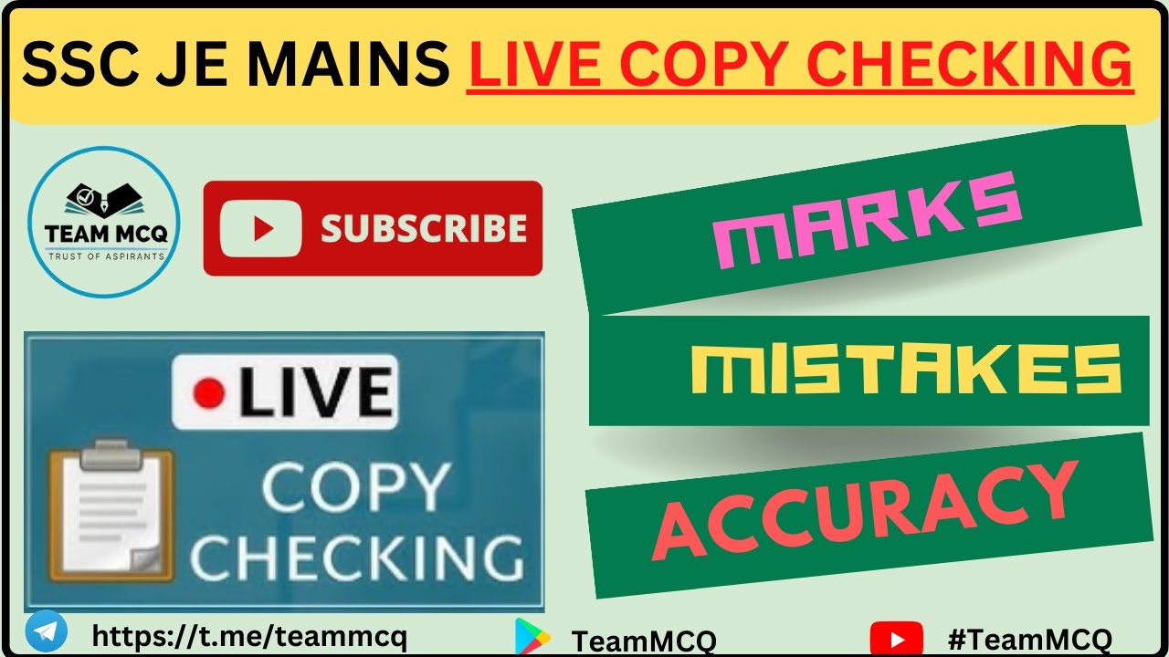 SSC JE MAINS LIVE COPY CHECKING|SSC JE MAINS COPY CHECKING|SSC JE MAINS TEST COPY CHECK|SSC TEAMMCQ