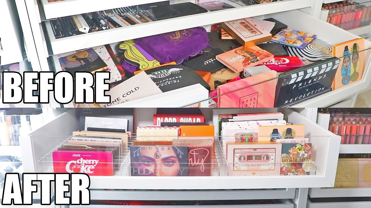 ORGANIZING MY EYESHADOW PALETTES + NEW STORAGE