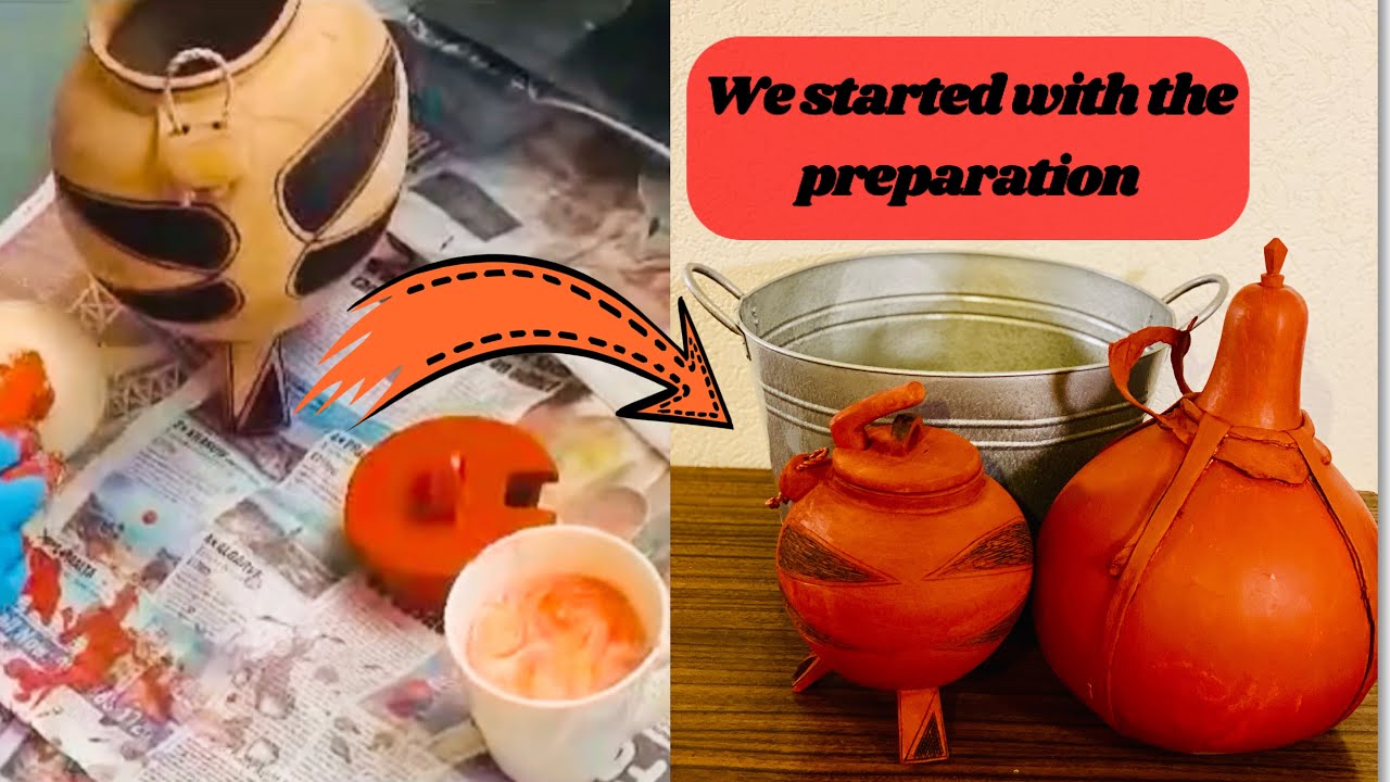 The big preparation has started | DIY | Applying Ochre Clay on Calabash | Silver Stainless Steel DIY