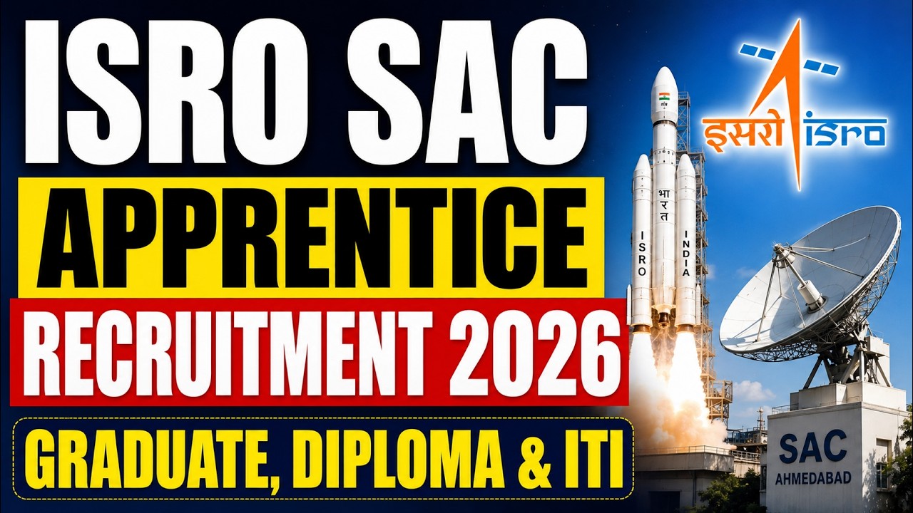 ISRO- Space Application Centre Graduate, Diploma,ITI Apprentice Recruitment 2026.
