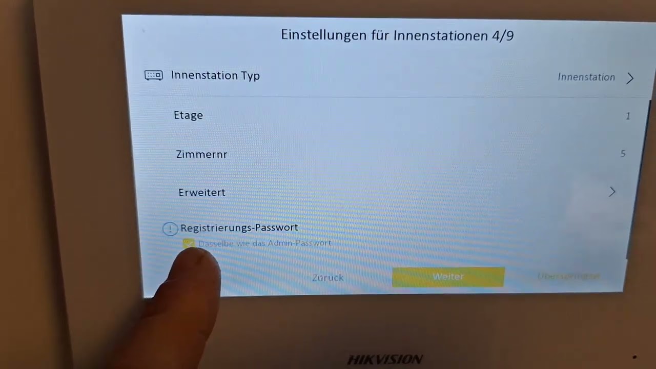 HIKVISION IP Sprechanlage ab FW 2.2.2 einrichten über den Assistenten des Monitors