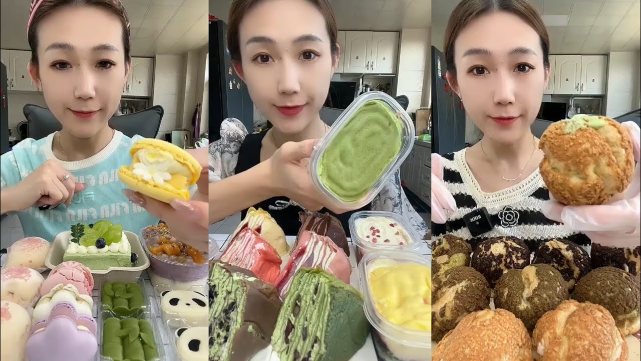 ASMR 🍰 Crepe Cake,Mini Cake,Taro Cake,Jar Cake,Creamy Buns | Soft & Satisfying Eating Sounds #asmr