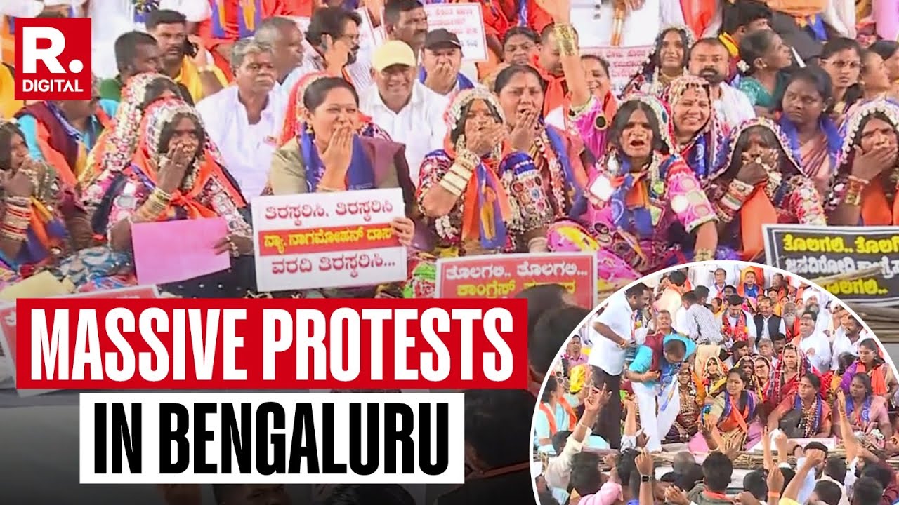 Bengaluru 'Chalo Protest' At Freedom Park Against Cong Over Unscientific SC Reservation Policy