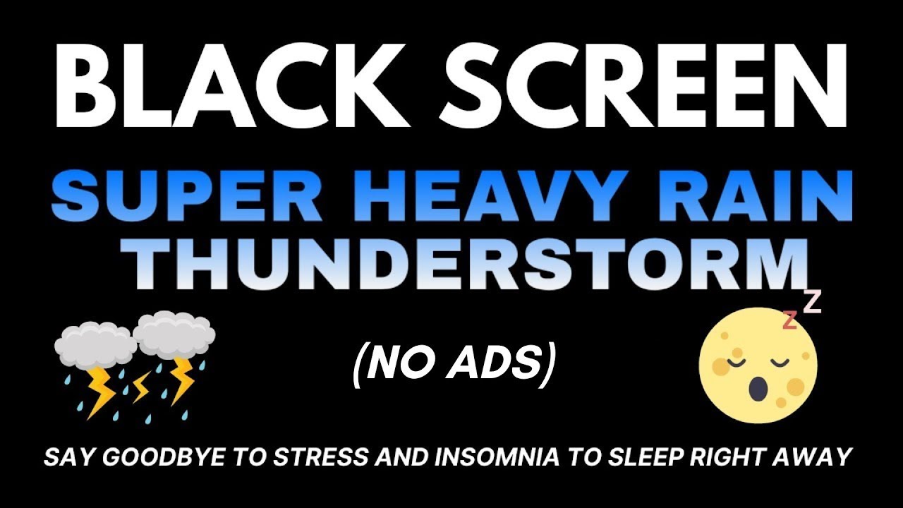 Rumbling Thunder and Rain Sounds for Sleeping - Black Screen | Stress Relief for Relaxing Sleep