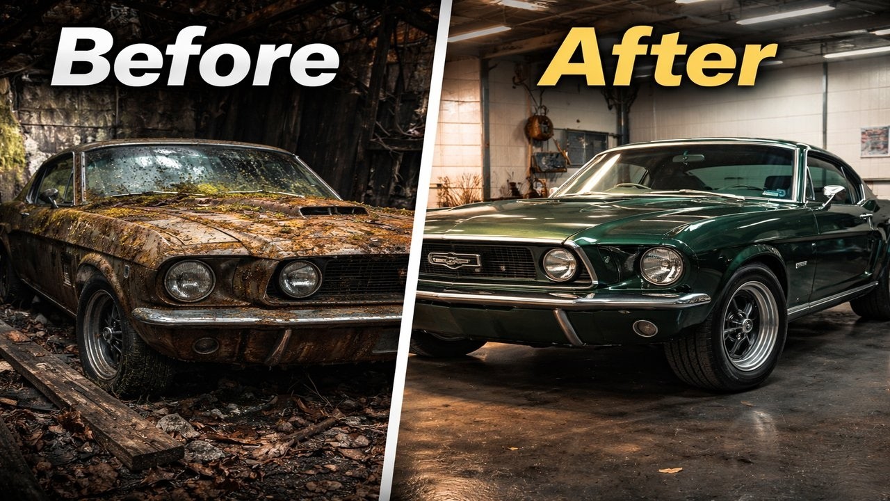 Forest Abandoned 1967 Mustang Restored in Luxury Garage | Full ASMR Car Revival