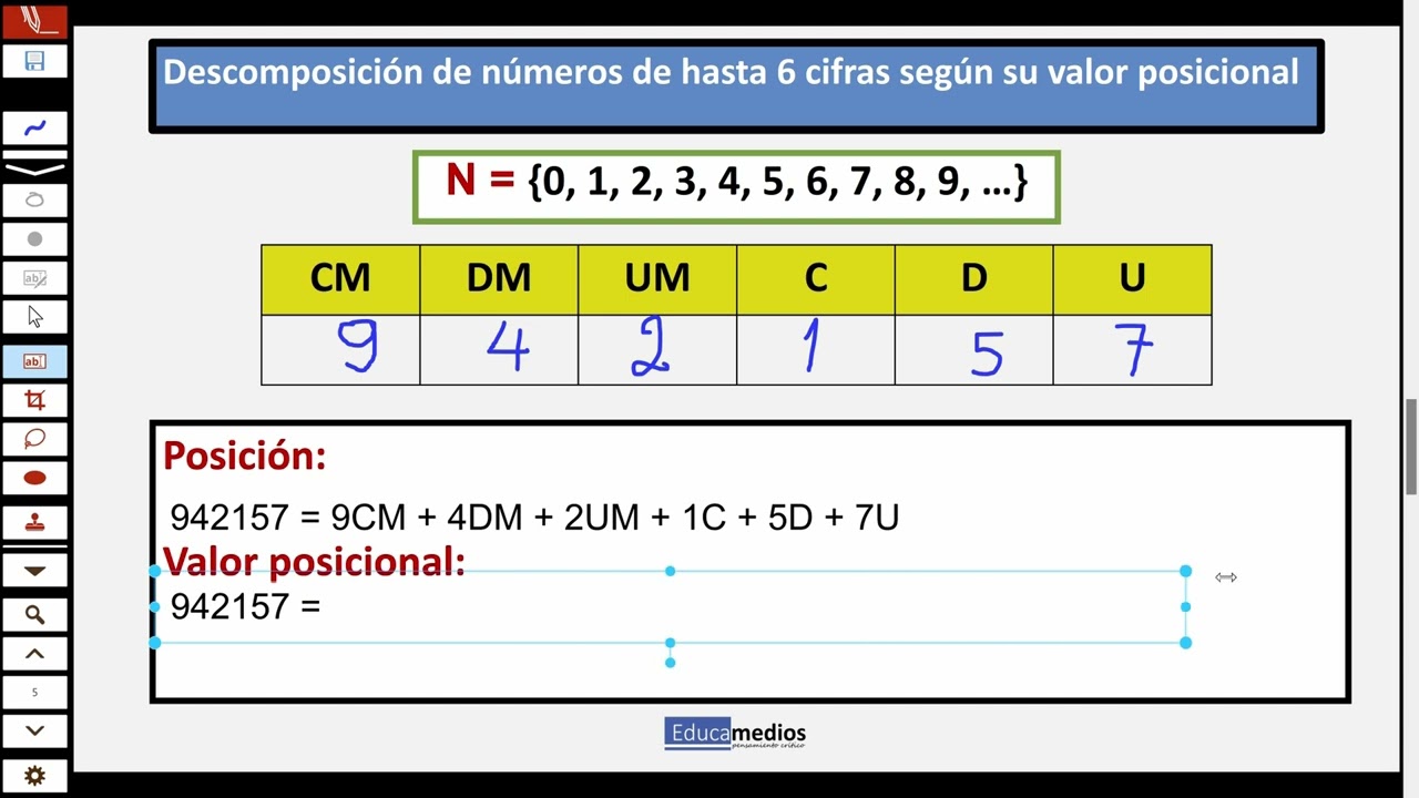 Valor posicional (lectura de números naturales de hasta 6 cifras)
