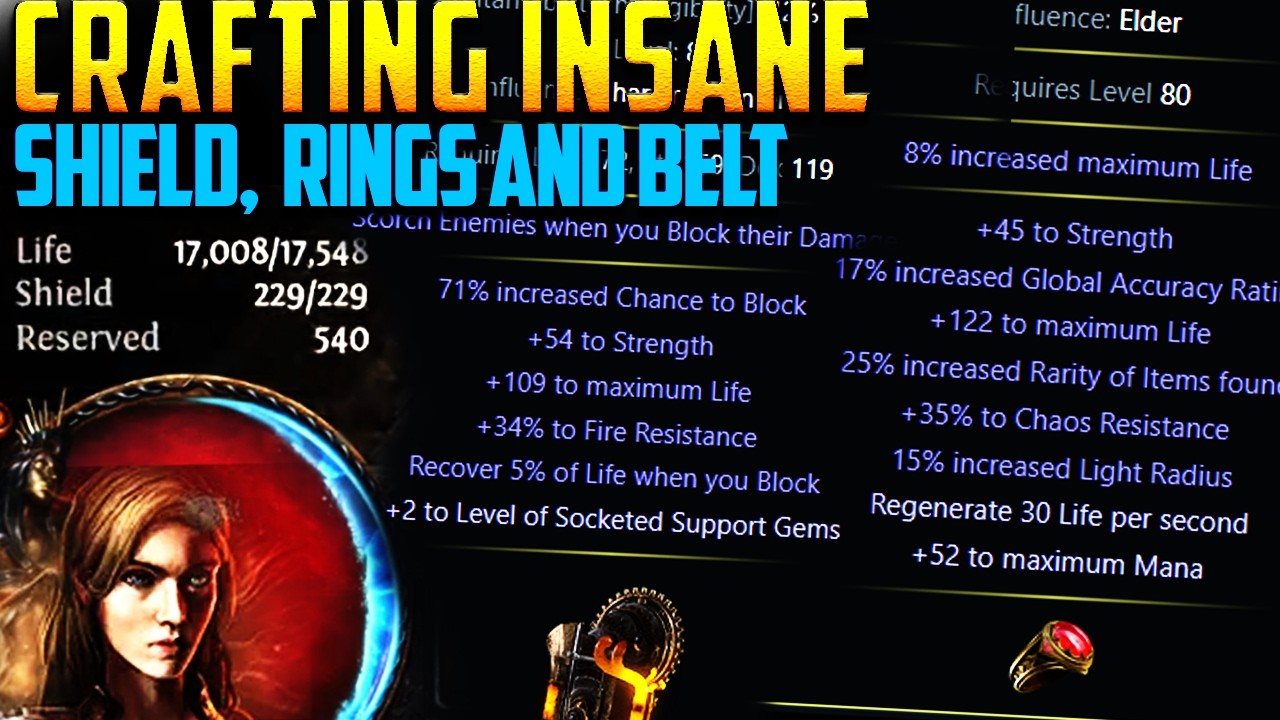 Crafting HUGE Shield, Rings And Belt For Luminary Build  [3.29 Curse of the Allflame]