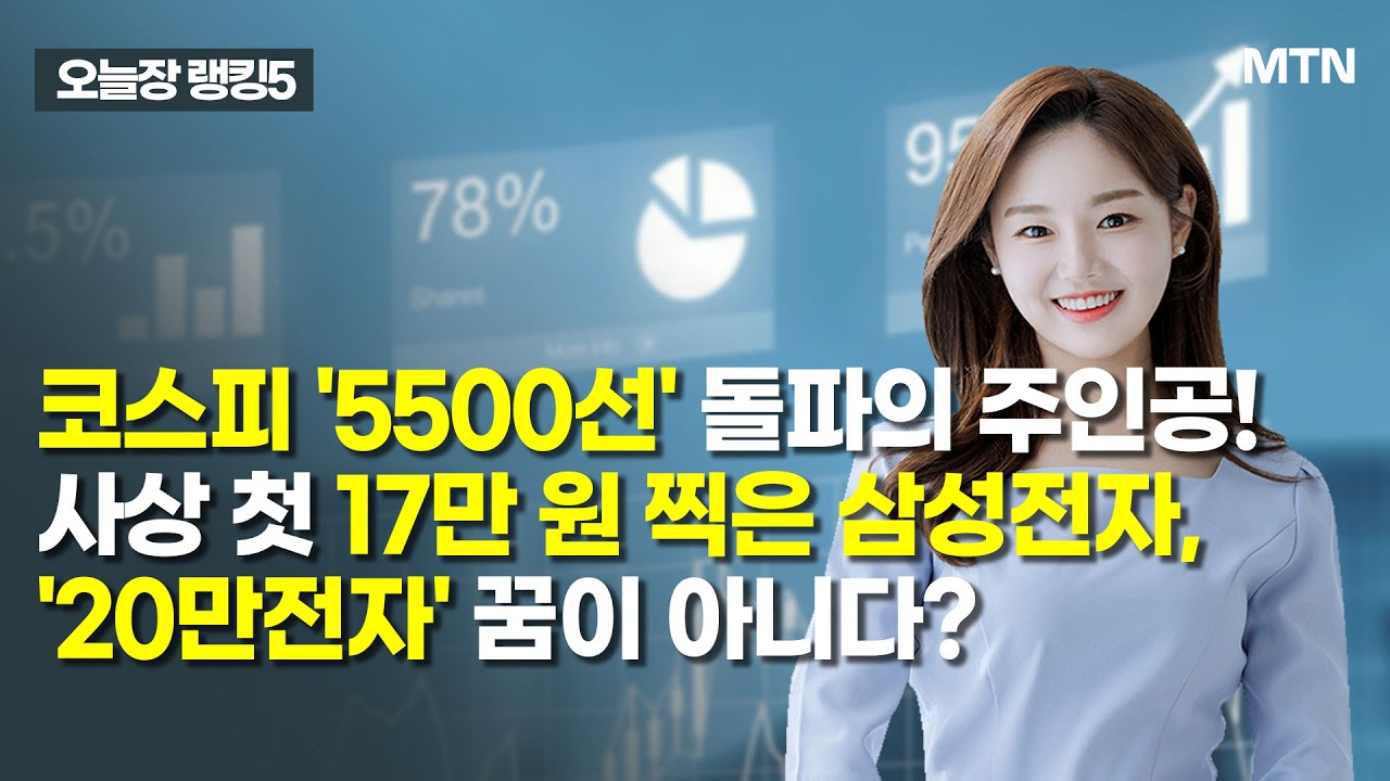 [오늘장 랭킹5] 코스피 '5500선' 돌파의 주인공! 사상 첫 17만 원 찍은 삼성전자, '20만전자' 꿈이 아니다? / 머니투데이방송 (증시, 증권)