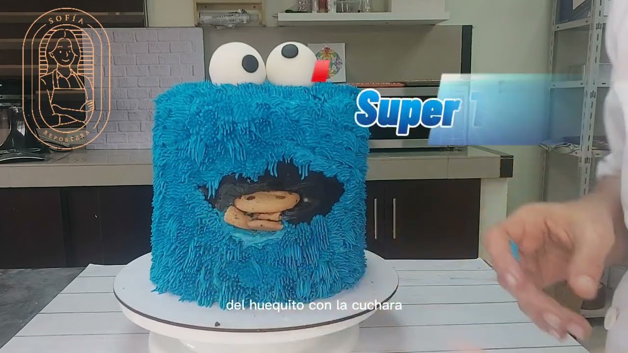 Cómo Usar la BOQUILLA tipo CESPED 🌱🌿 DECORACION de TORTA del COOKIE MONSTER #sofiarepostera 💕