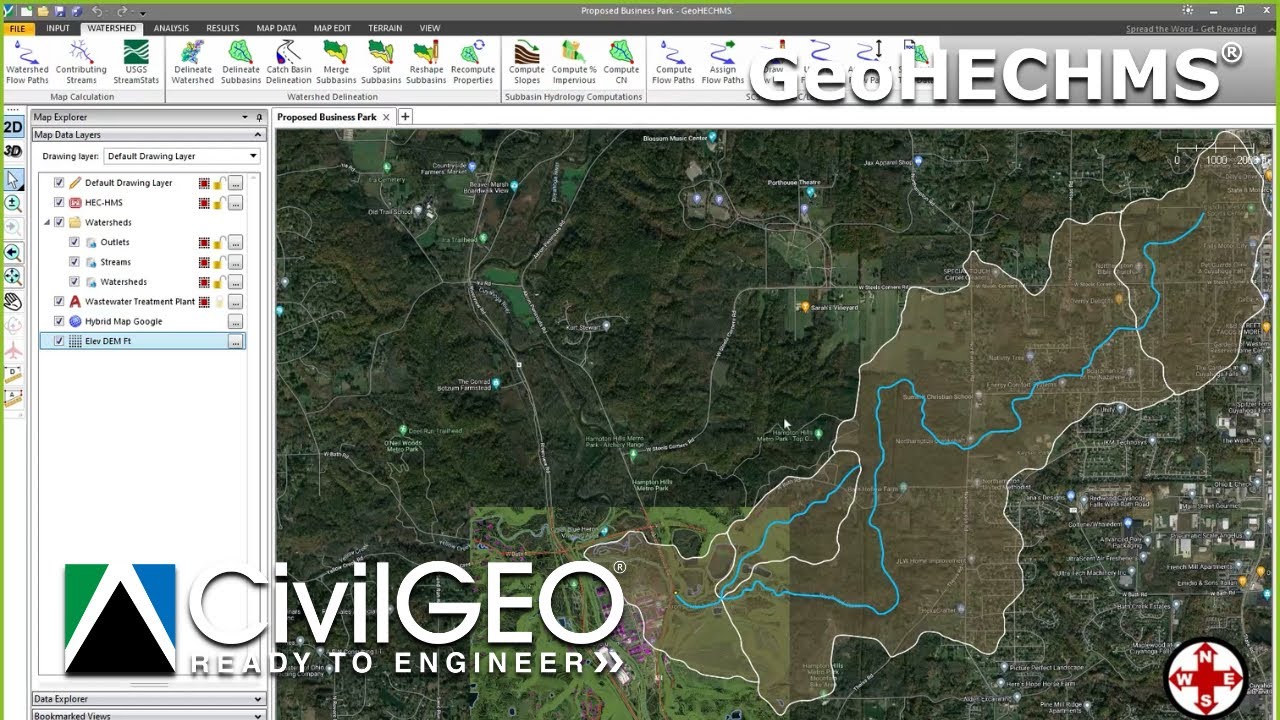 Delineating Watersheds with GeoHECHMS | CivilGEO