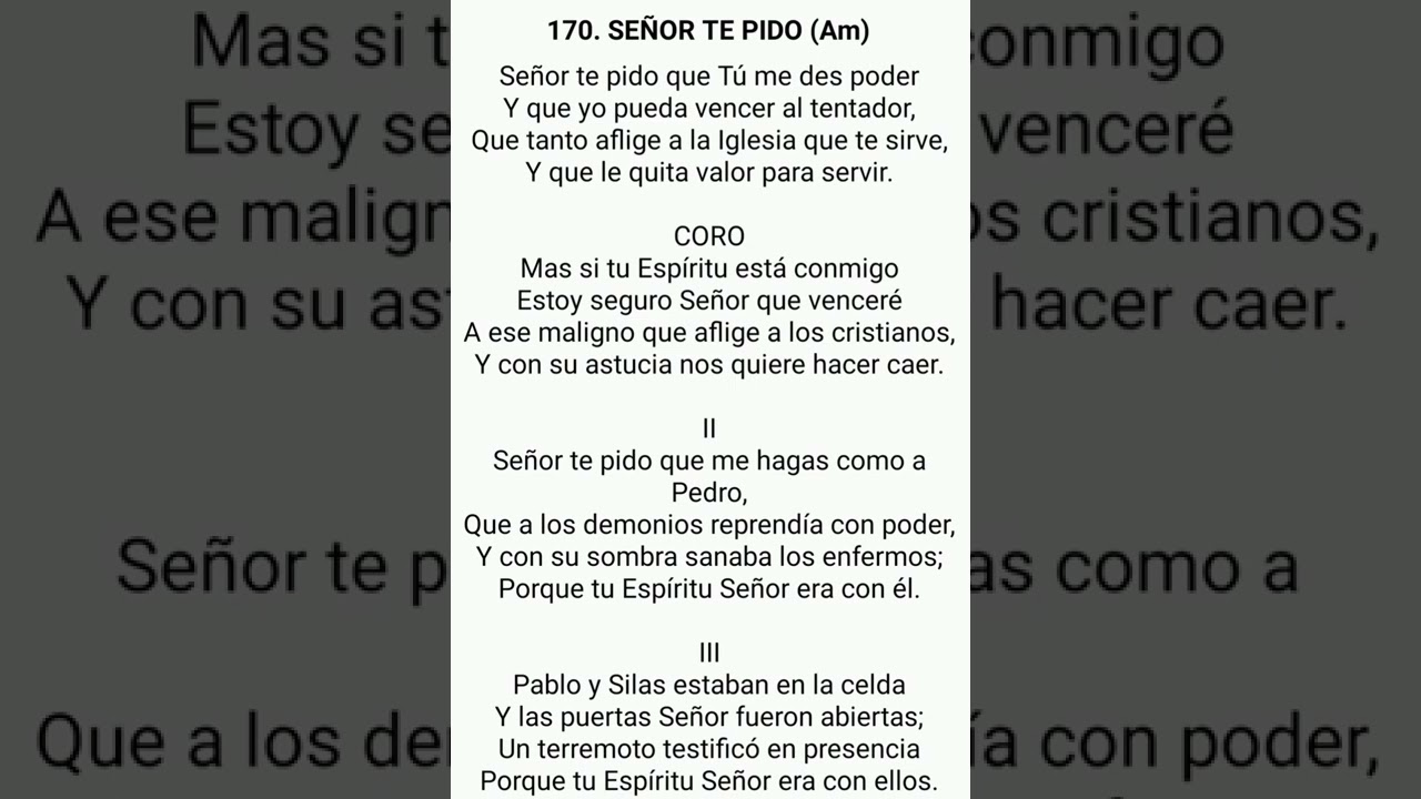 HIMNO 170. SEÑOR TE PIDO.