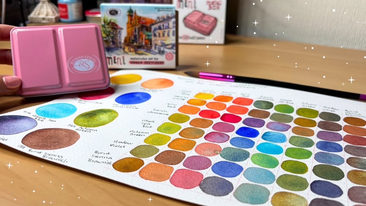 Roman Szmal's Mini Urban Sketchers Palette ✨ Creating A Mixing Chart & First Impressions