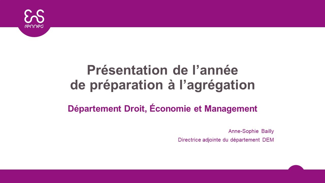 Présentation de l’année de préparation à l’agrégation d'Économie - gestion