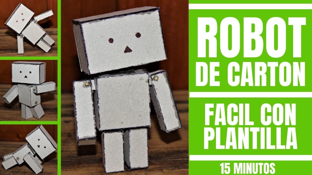 COMO HACER ROBOT DANBO DE CARTON RECICLADO DE CAJA DE PIZZA O DE ZAPATOS O TAPAS DE CUADERNOS USADOS