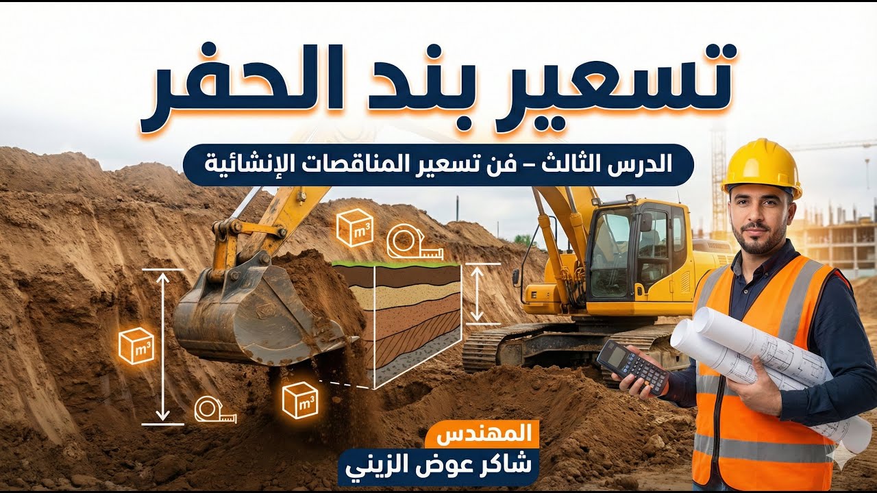 الدرس الثالث | تسعير بند الحفر | طريقة حساب تكلفة المتر المكعب بدقة