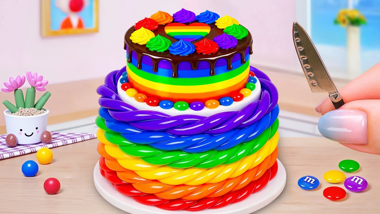 Beautiful Rainbow Heart Chocolate Cake 🧁 Miniature Sweet Cake Ideas Tutorial 🌈 How To Cake