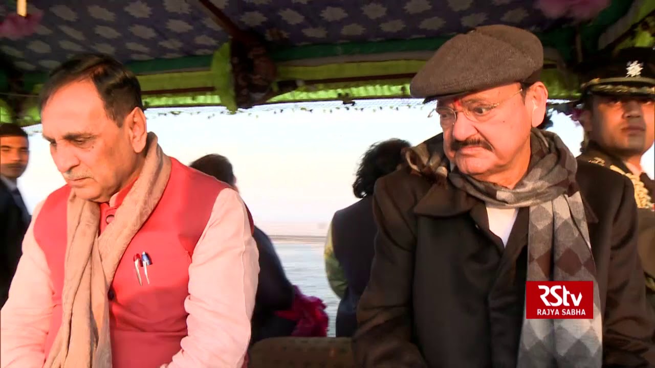 Vice President enjoys camel cart ride in Rann of Kutch
