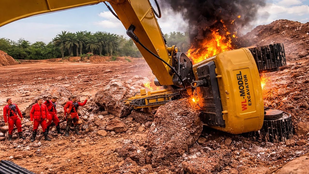 Strong Scale 1/16 : (True Story) RC Excavator Crash & Accident On Landslide