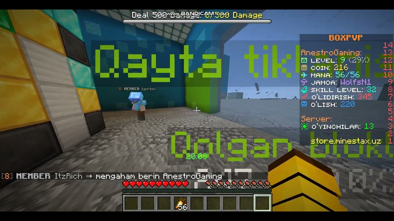 Minestax serverida tekin kit tarqatdim!