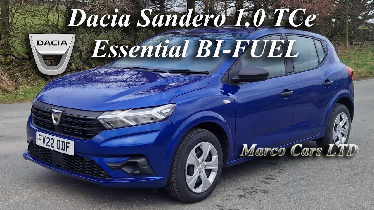 Dacia Sandero 1.0 TCe Essential Euro 6 Bi Fuel Petrol and LPG 5 door manual hatchback 2022 in Blue