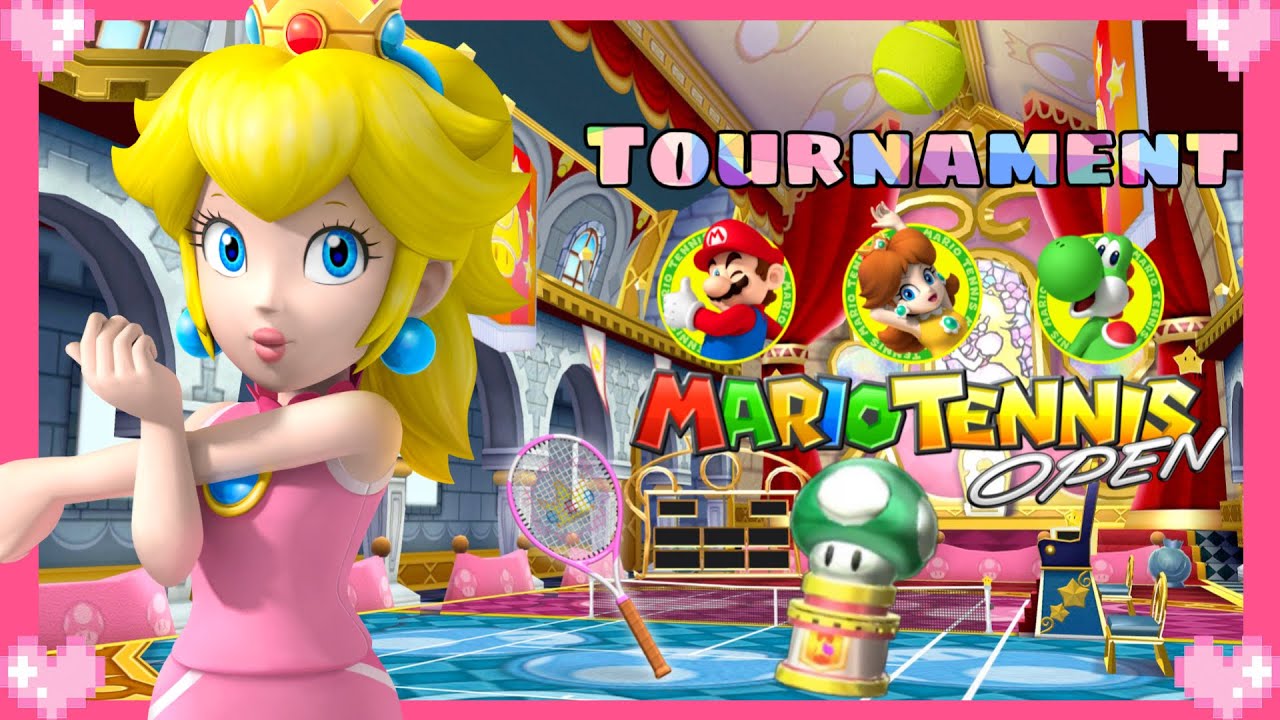 💗Mario Tennis Opens Tournament solo (1-Up Mushroom Cup) Peach Gameplay 💗