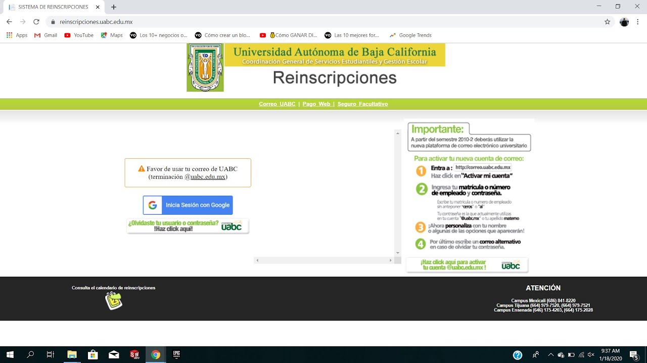Reinscripciones UABC tutorial