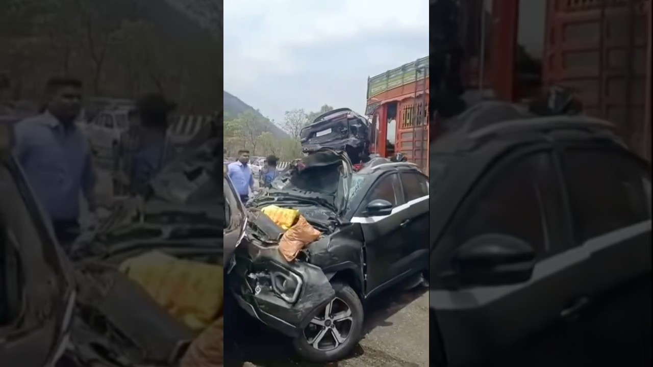 Tata Nexon, Toyota Hyryder, Maruti Dzire और Truck का हुआ भयानक Accident 😨 #safety #shorts #nexon