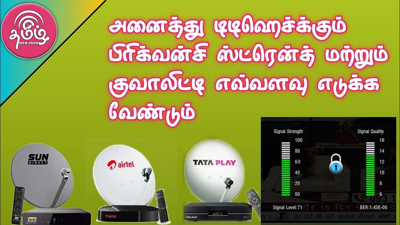 All DTH satellite frequency and signal strength and quality check details tamil