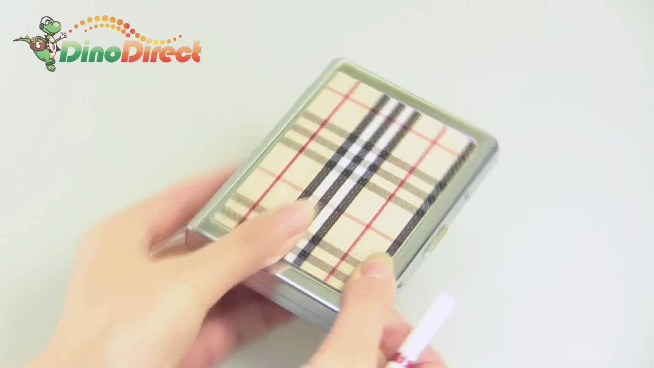 Grid Pattern Metal Cigarette Case Box Holder for 20 Cigarettes - dinodirect