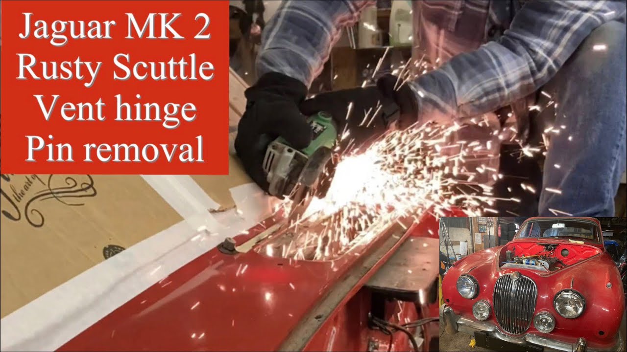 Jaguar MK 2 Scuttle vent rusty hinge pin removal