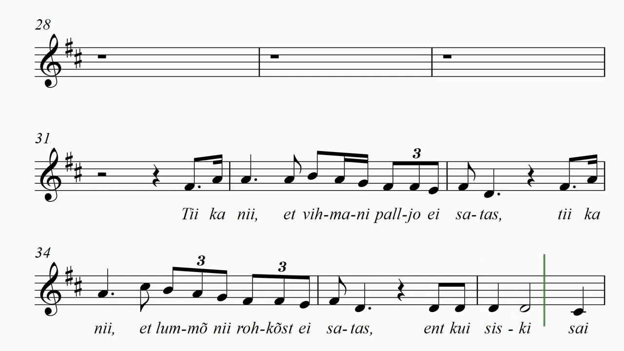 Esä taivan, II hääl. Õppematerjal laulu õppimiseks.