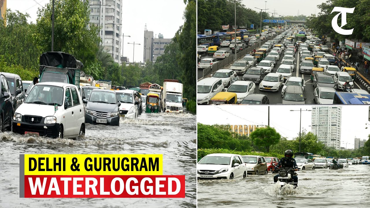 Commuters face inconvenience as heavy rain leaves waterlogged roads in Delhi & Gurugram