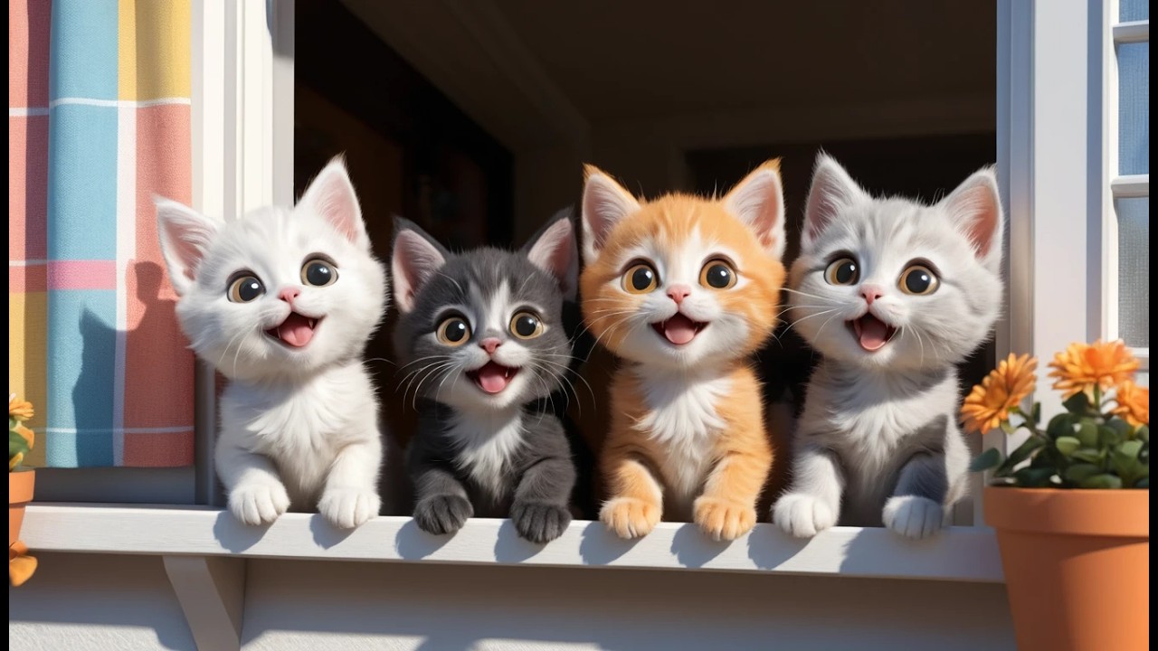 Five Little Kittens on the Window Sill 🐱 | Cozy Counting Song & Sweet Animal Rhyme