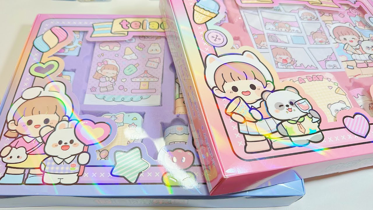 Unbox Telado kawaii sticker 2 sets 🎁ASMR unboxing stickers journal