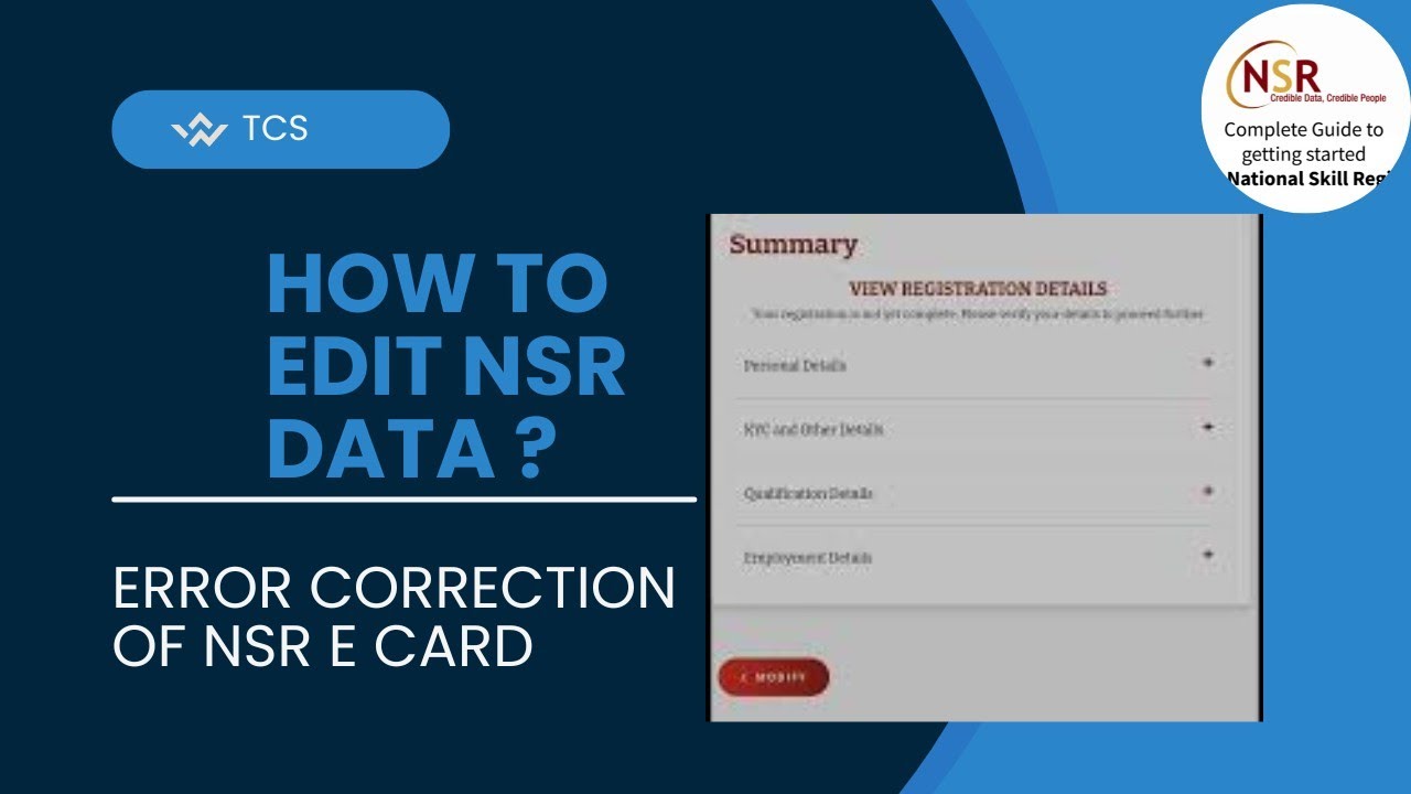 How to edit nsr data? error correction of nsr e card || TCS