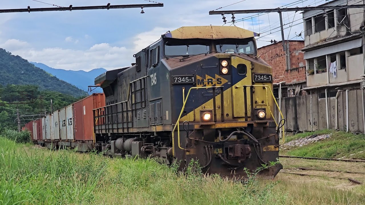 MRS - AC44i #7345-1 Trem de carga geral passando em Japeri - RJ.