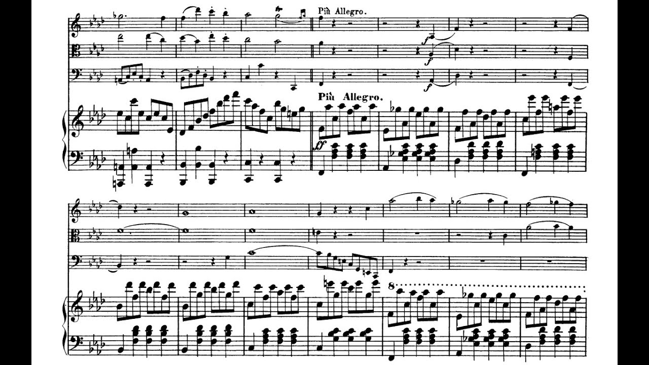 F. Mendelssohn - PIANO QUARTET NO. 2 in F Minor, Op. 2 (With Score/Sheet Music)