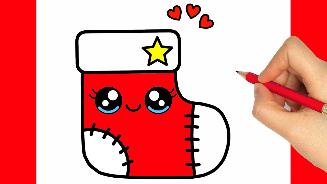 HOW TO DRAW A CHRISTMAS STOCKING - CHRISTMAS DRAWINGS