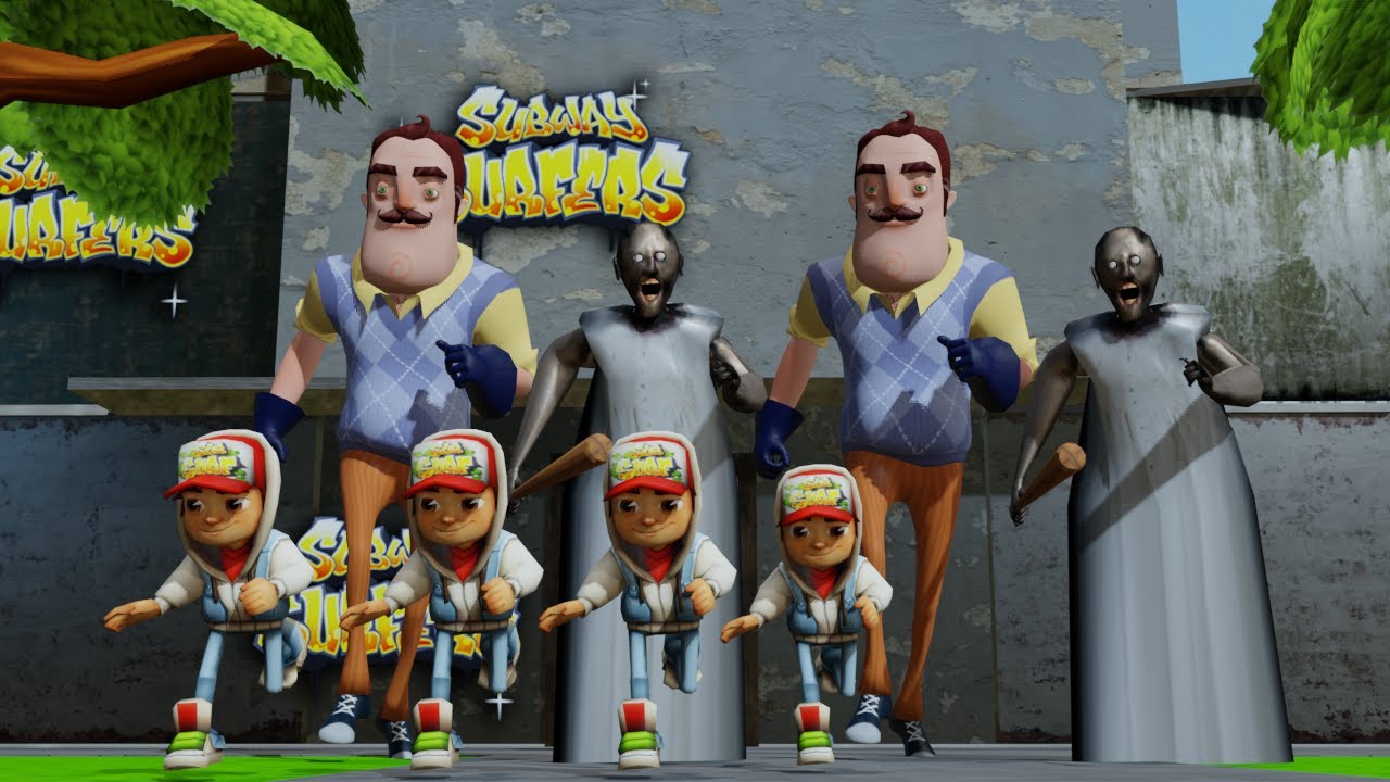 Subway Surfers vs Granny Hello Neighbor