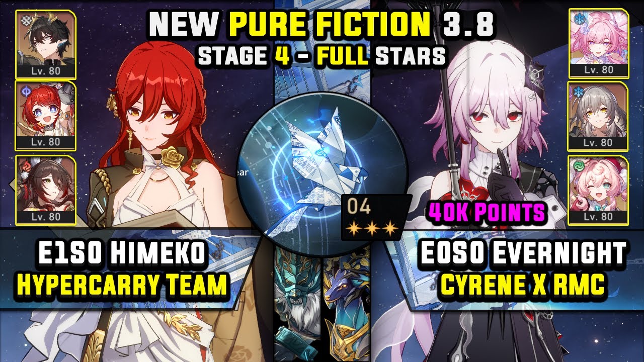 E1 Himeko Carry W/ DHPT & E0 Evernight Carry W/ RMC (3 Stars) Pure Fiction 4 Honkai Star Rail 3.8