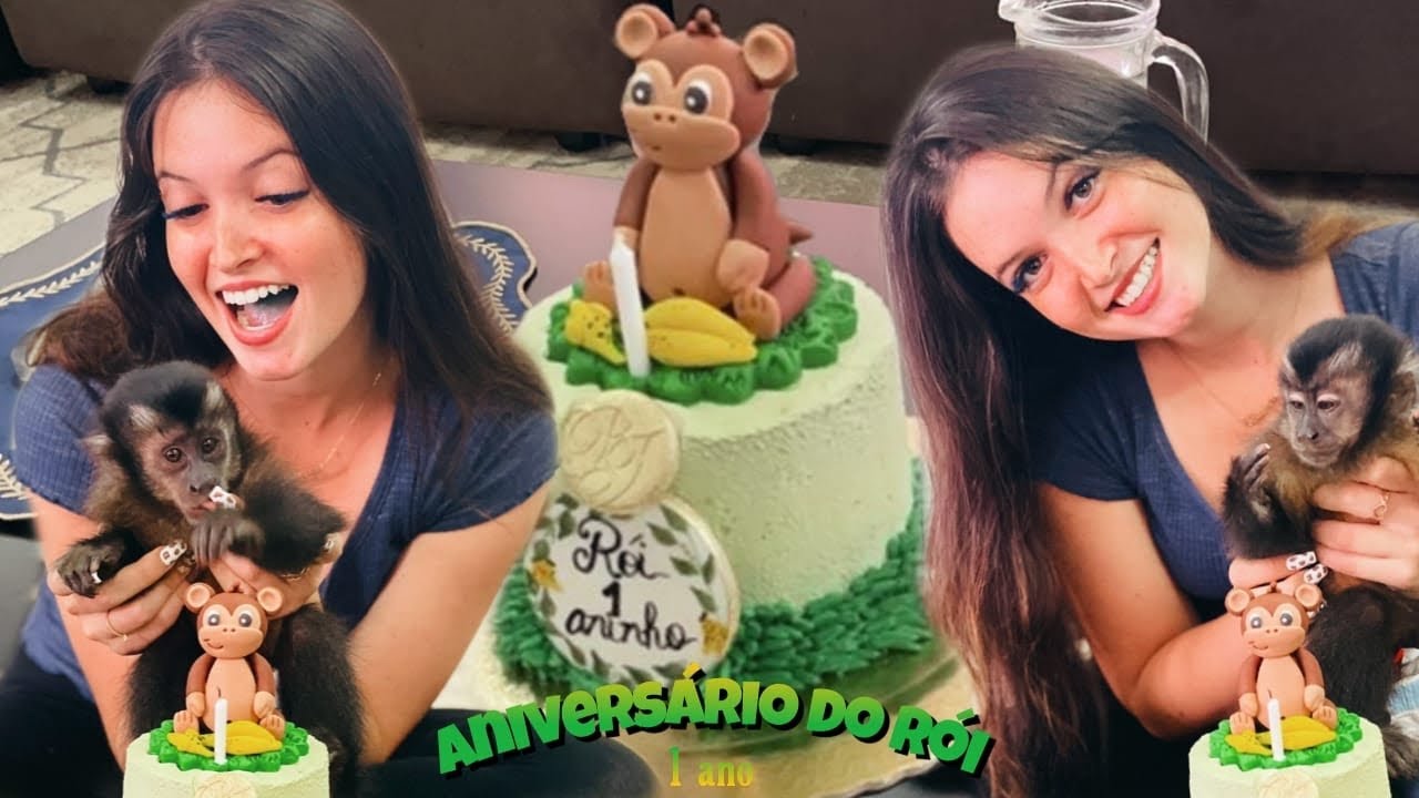 Fiz uma festinha de aniversário para meu macaquinho prego