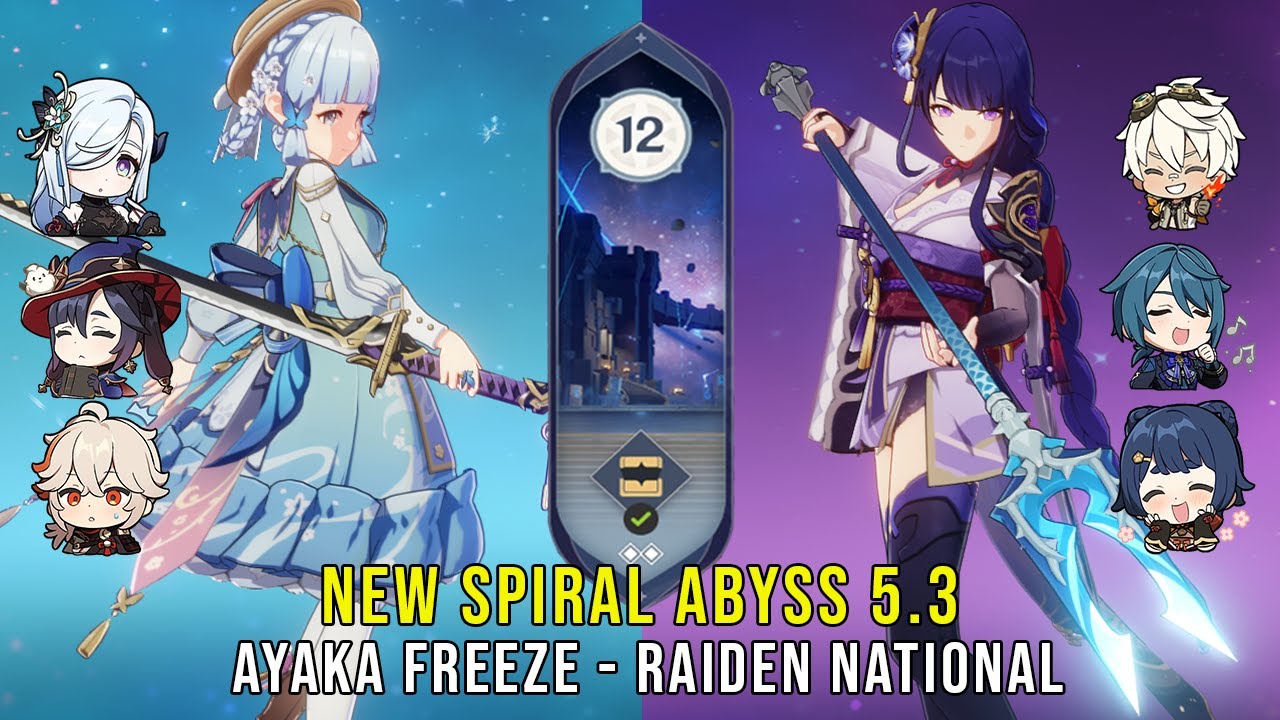 C0 Ayaka Freeze and C0 Raiden National | NEW Genshin Impact Abyss 5.3 Floor 12 9 Stars