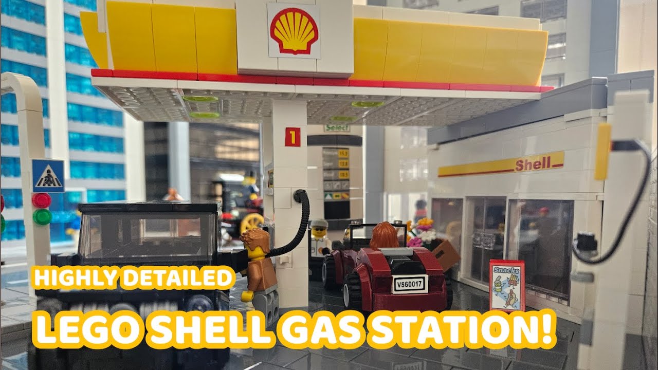 Watch me Build the Ultimate LEGO Shell Gas Station with Crazy Details!