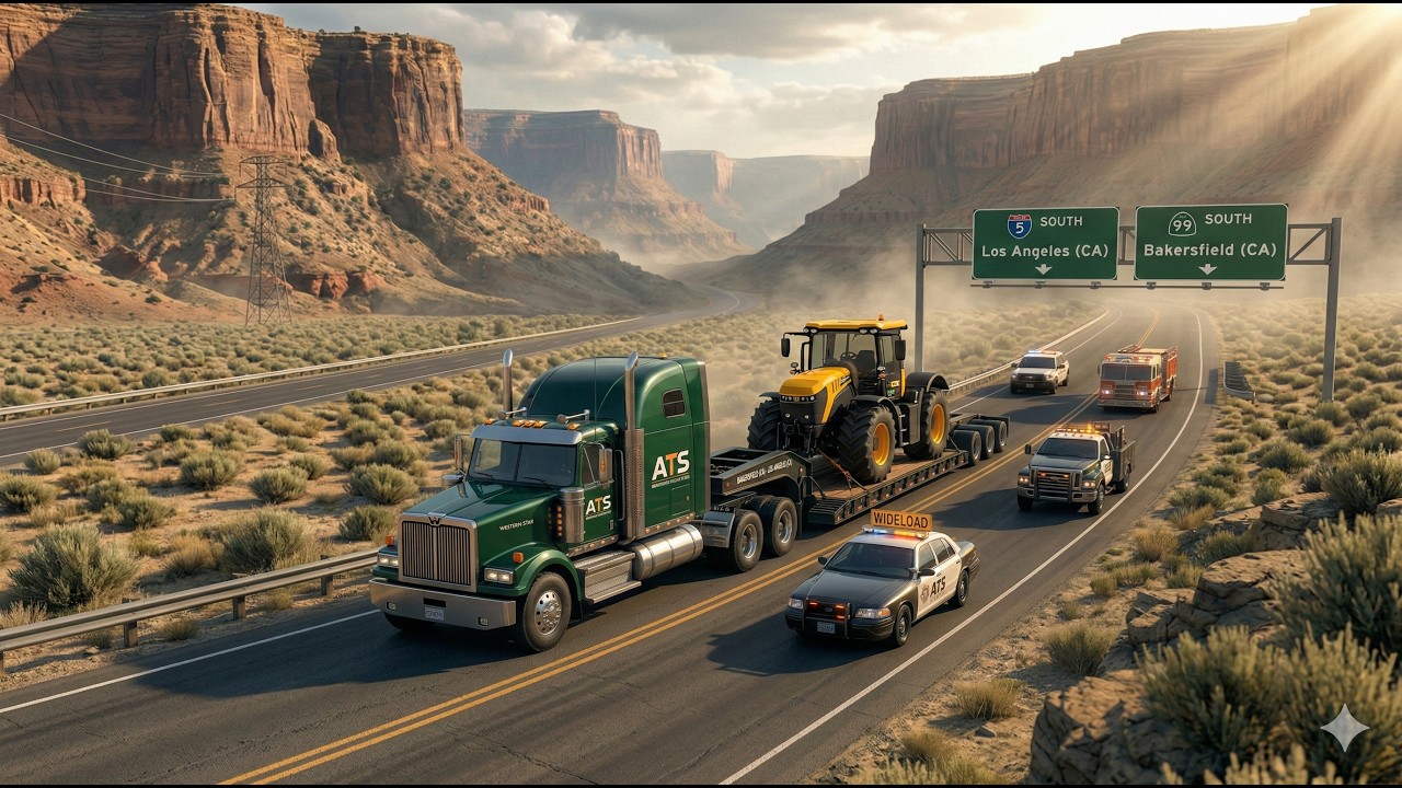 Western Star 49X 72” Hauling JCB Fastrac 4220 (41,000 lb) | Bakersfield, CA → Los Angeles, CA | ATS